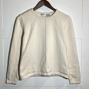 Orvis Cream Long Sleeve Women's Medium Cotton Cashmere‎ Blend Pullover Gorpcore